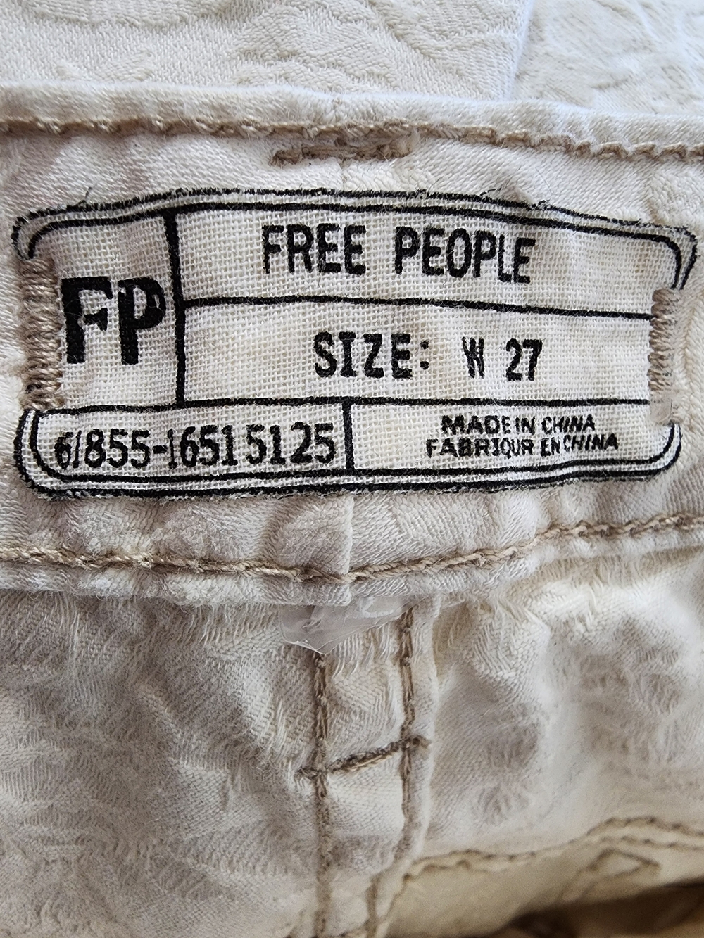 NWT Free People Cream Floral Jacquard Skinny Jeans Size 27 Boho - Picture 14 of 16